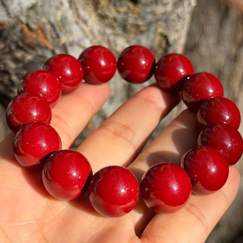 16mm‎ stretchable cinnabar bracelet 0872